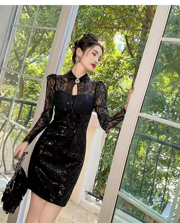 Product Introduction of Đầm Kim Sa A08 đầm dự tiệc sang chảnh cao cấp - kết hợp ren hoa và cổ tạo điểm nhấn [NA NA SHOP][DAM TRUNG NIEN] 26