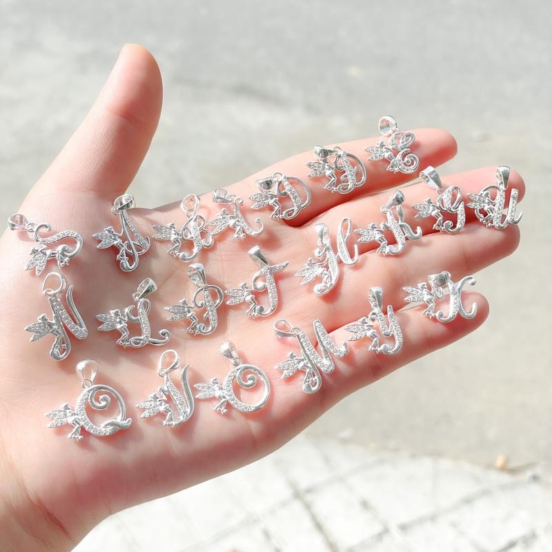 Dây chuyền chữ cái thiên thần Bạc ta - Dây chuyền nữ Bạc ta - Vàng bạc Khải Khải