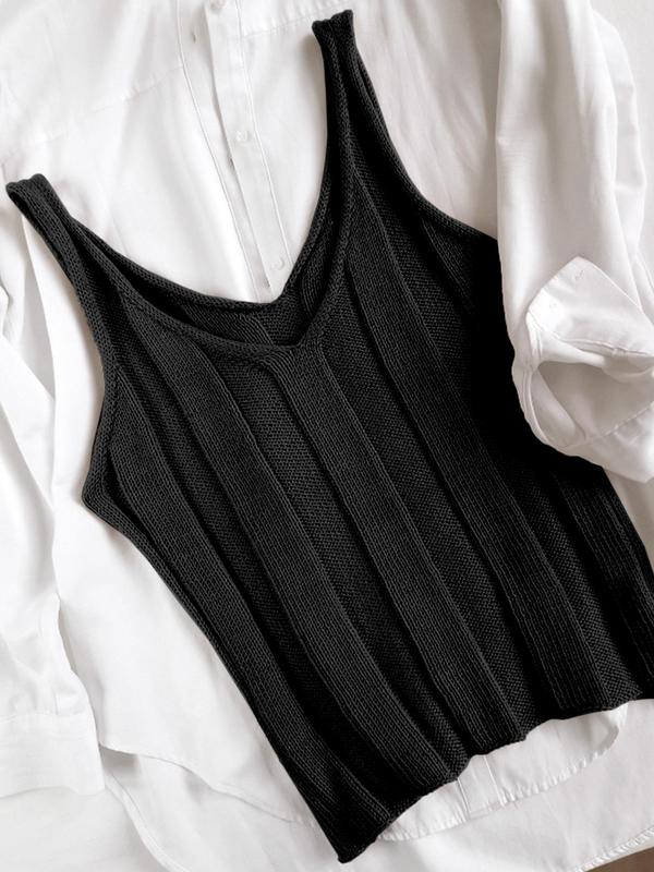 Women's Plain V Neck Sweater Vest, Summer Clothes, Casual Sleeveless Knit Top for Summer, Ladies Clothes for Daily Wear 8