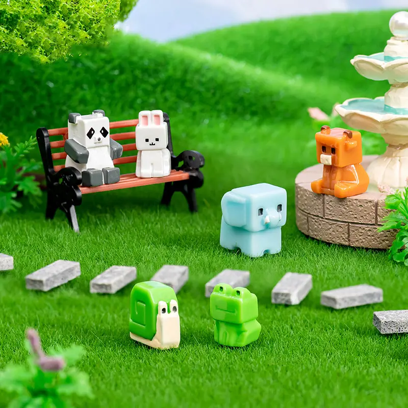 Tượng Động Vật Mini, Hình Vuông, Gấu Trúc Và Thỏ, Tượng Nhỏ Đồ Trang Trí Cảnh Quan Bằng Resin, Để Trang Trí Nhà Cửa, Quà Tặng, Phụ Kiện Bàn, 1 Cái 0
