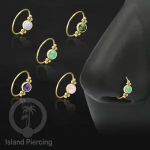 Nose Piercing Jewelry Perhiasan Hidung Nose Ring gold dengan Batu Asli