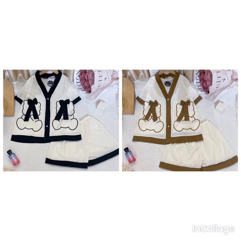 Product Introduction of Bộ gấu IN tay ngắn quần đùi (lẻ 1 bộ) chất vải đũi gân mùa hè size 40-60kg 6