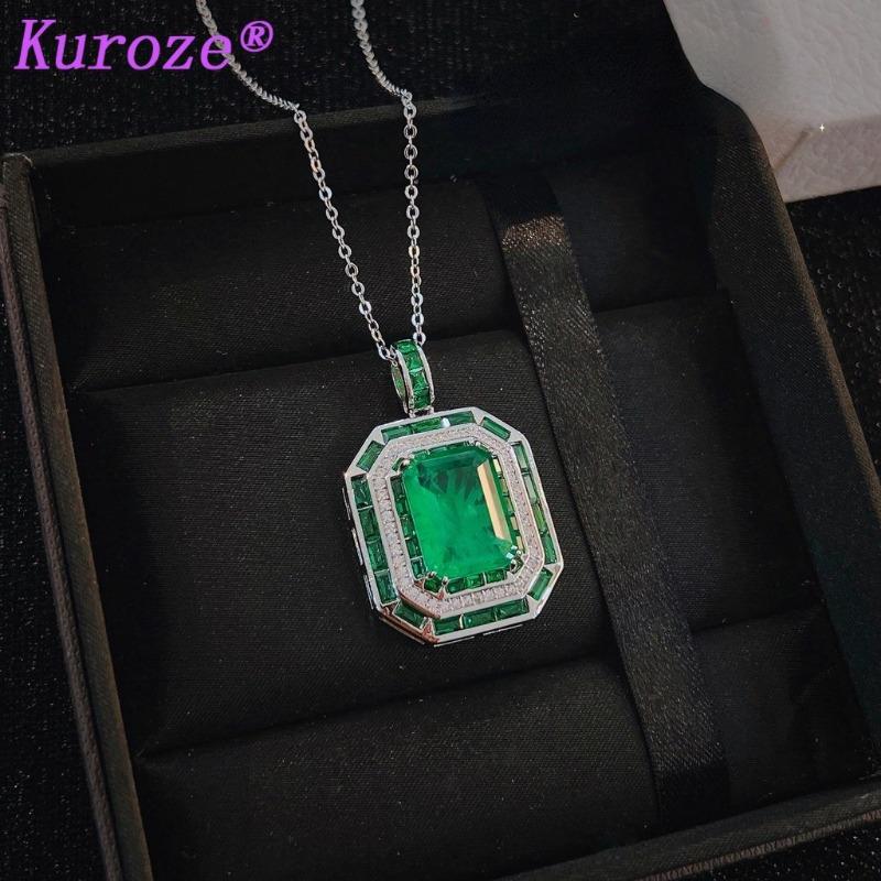 Kuroze Luxury Emerald Pendant Necklace with Cotton Green Crystal Unique Green Diamond Wristband Bracelet 6
