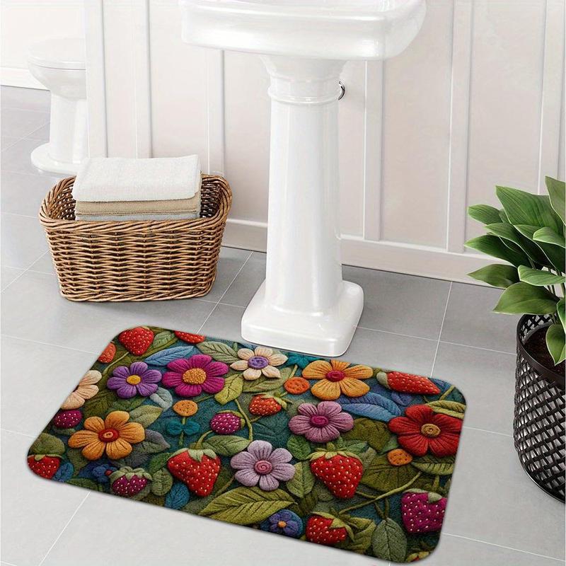 Product Introduction of Floral Pattern Welcome Mat, Non-slip Colorful Sunflower Pattern Absorbent Soft Mat, Suitable for Indoor & Outdoor, Home Decor 8