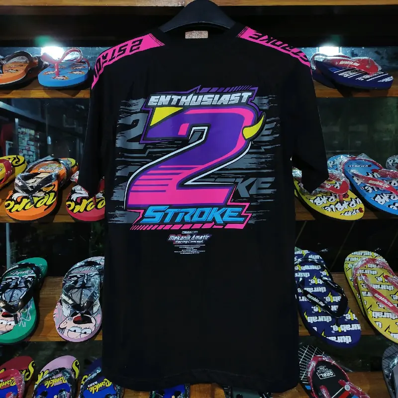 KAOS 2 TAK LENGAN PENDEK NEW MEKANIK AMATIR ORIGINAL KAOS DISTRO RACING PRIA Crew Neck Hitam 0