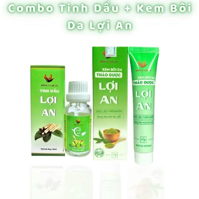 Bộ đôi Tinh dầu Lợi An và Kem Bôi Da Lợi An - tinh dầu Cải thiện tình trạng khò khè ,ho đờm,sổ mũi. Kem bôi da giúp đánh bay chàm sữa hăm tả,mẩn ngứa,côn trùng đốt Chai tinh dầu 20 ml, kem bôi 15g - Hàng chính hãng tắm kemboi dưỡng 0