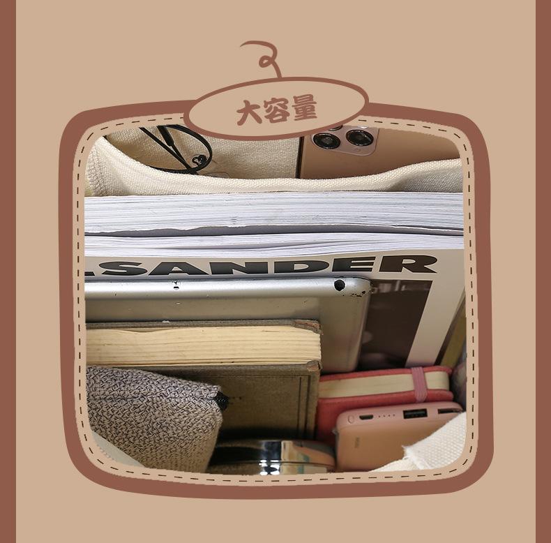 Product Introduction of Official Brown Bear Canvas Bag 2025 New Student Artistic Shoulder Bag| Men's Study Tote 3