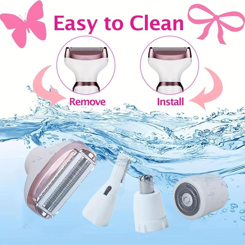 4 in 1 Electric Hair Remover Set, 1 Box USB Rechargeable Portable Gentle Hair Removal Tool for Eyebrows, Nose, Face, Legs, Bikini Trimmer, Kits 5