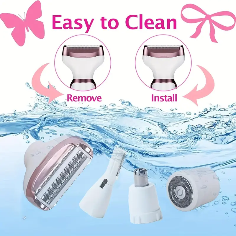 4 in 1 Electric Hair Remover Set, 1 Box USB Rechargeable Portable Gentle Hair Removal Tool for Eyebrows, Nose, Face, Legs, Bikini Trimmer, Kits 4