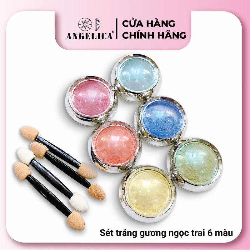 Set 6 hũ màu Bột Tráng Gương  ANGELICA - Đá Nail Cao Cấp - TG
