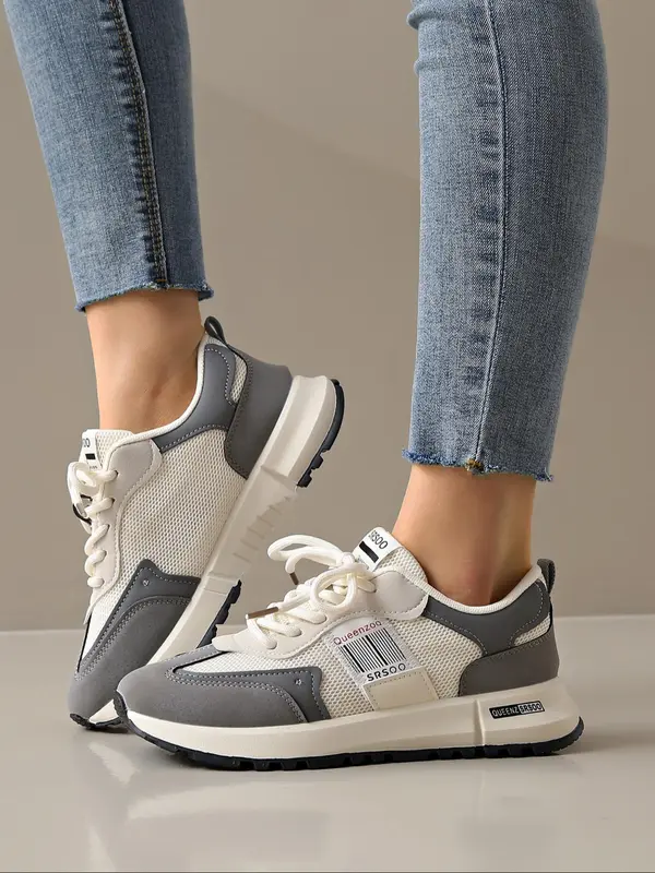 Women's Fashionable Lace Up Sneakers, Casual Comfortable Breathable Sports Running Shoes, All-match Round Toe Shoes for Daily Wear 1