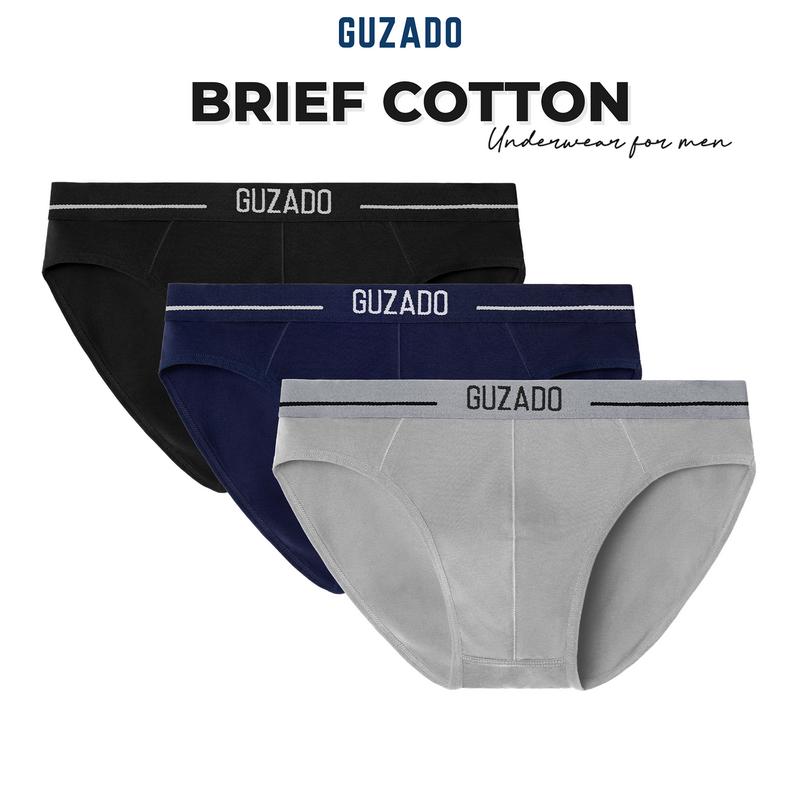[Underwear] Combo 3 Quần Sịp Nam GUZADO Quần Lót Nam Form Dáng Brief Chất Vải Cotton Mềm Mịn Thoáng Khí Co Giã Hiệu Quả GBF03