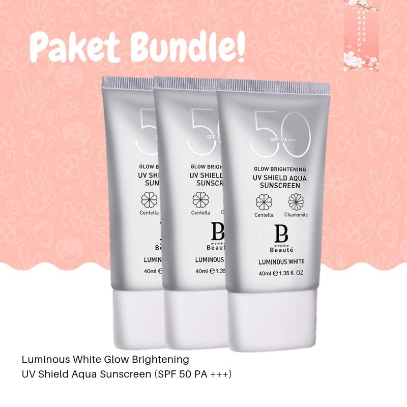 ( BUNDLE ) Premiere Beaute Sunscreen SPF 50 PA+++ 40ml (BPOM ) isi 3pcs Sun creen No White wajah UV Shield Sun protect sunblok badan sunblcok wajah Luminous Tabir Surya Perlindungan Sinar UV Murah banget Semua Jenis Kulit sanscren 0