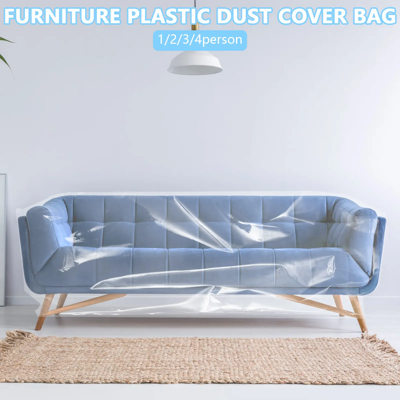 Sofa Cover PE Transparent Furniture Covers Dustproof Sofa Covers Easy to Install Detachable Furniture Covers Flexible Easy to Use Sofa Covers Safe Reliable Suitable for Bedrooms F5G24