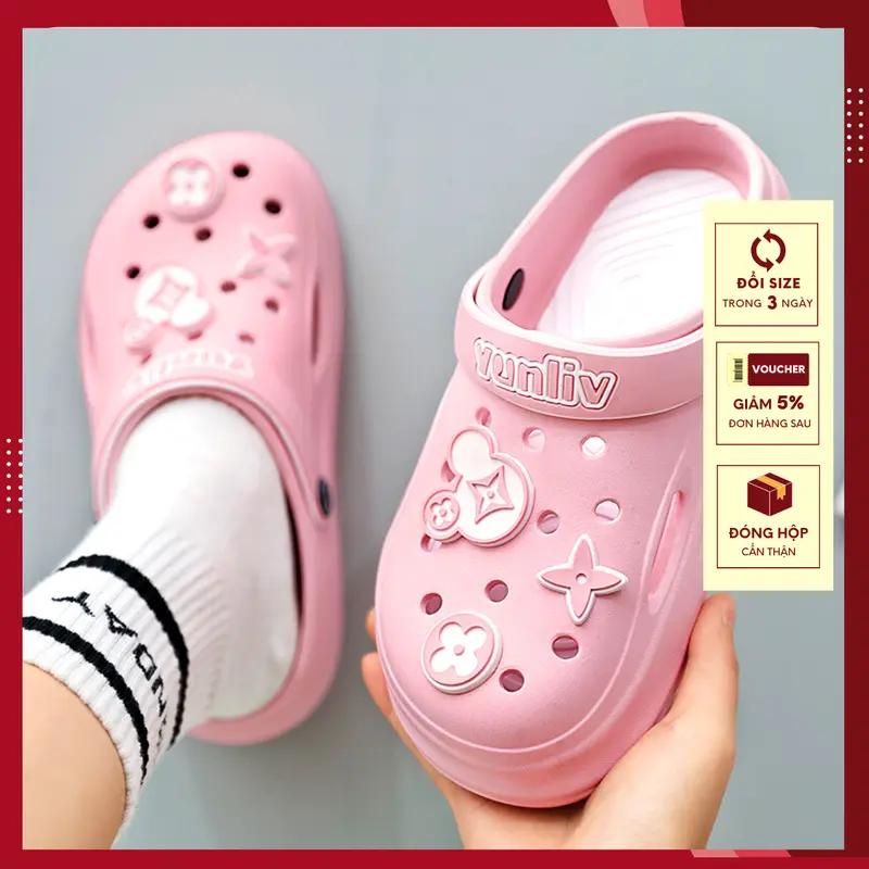 Dép cross nữ đẹp mới nhất 2025, Dép sục nữ sang chảnh YUNLIV full charm đế cao 3cm girl phố có quai hậu mềm êm nhẹ chân Shoes CROSS TREND 1