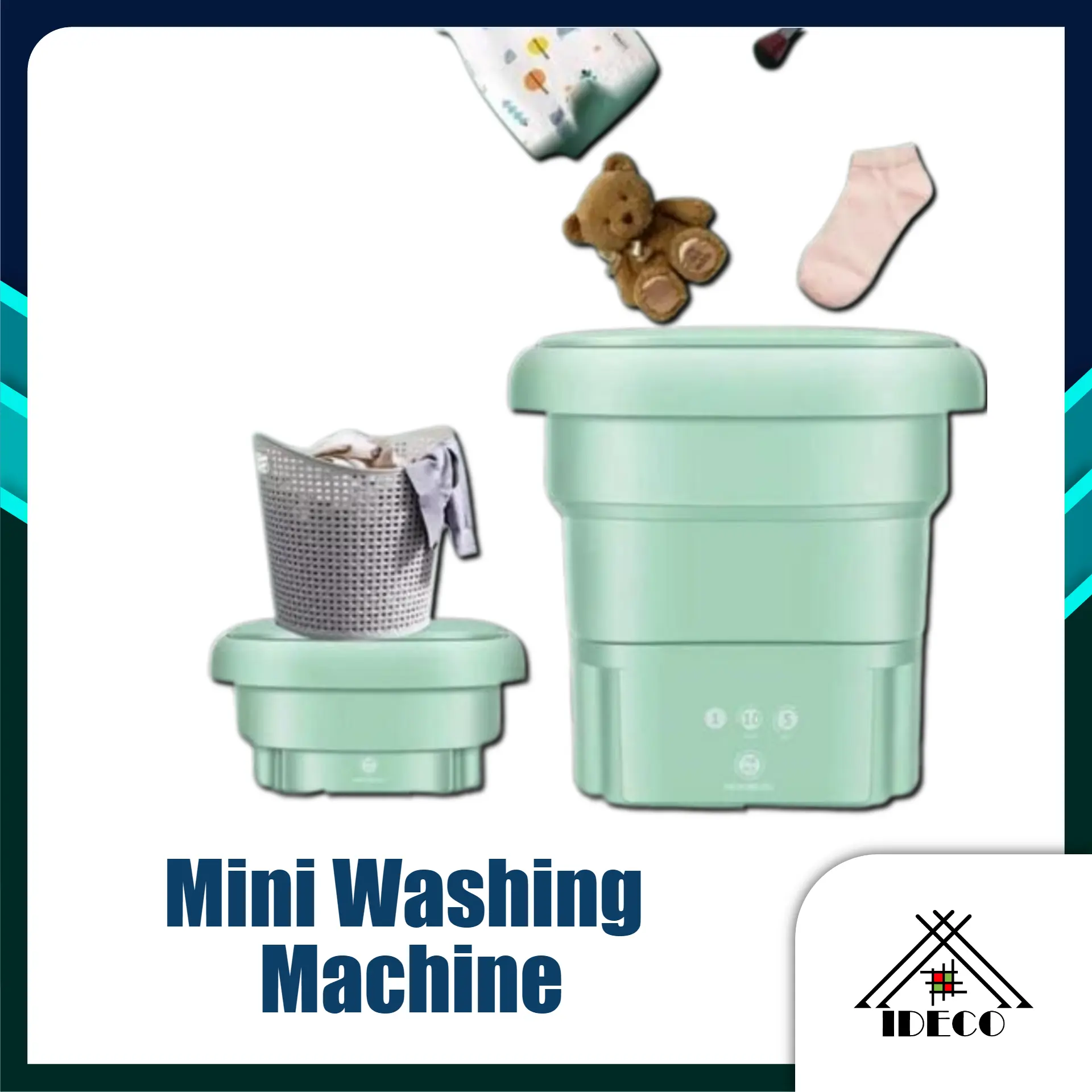 IDECO Mini Folding Washing Machine Portable Travel Small Washing Machine Dryer Baby Socks Bra Hostel Socks Underwear
