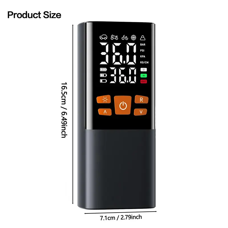Portable Air Compressor, 3 in 1 Inflation Pump, Multifunctional Wireless Mini Inflation Pump, Suitable for Ball, Bicycle, Motorcycle & Car Tire Inflation, Vehicle 5