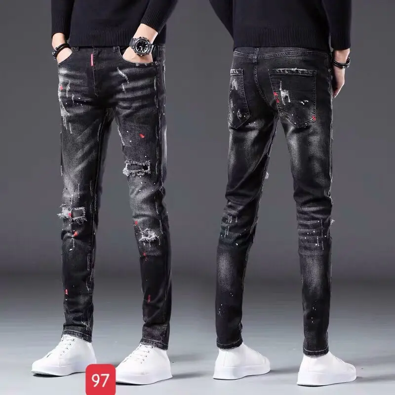 Quần jeans nam co giãn, quần bò nam TCS97 size 28-34 rách cá tính, quần nam rẻ đẹp