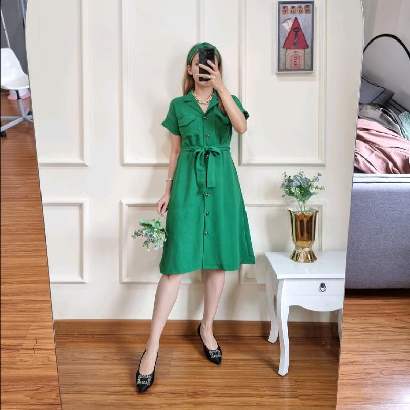 vivi dress Polos Bisa Dicuci Dengan Mesin Lengan pendek D7376-2585 4