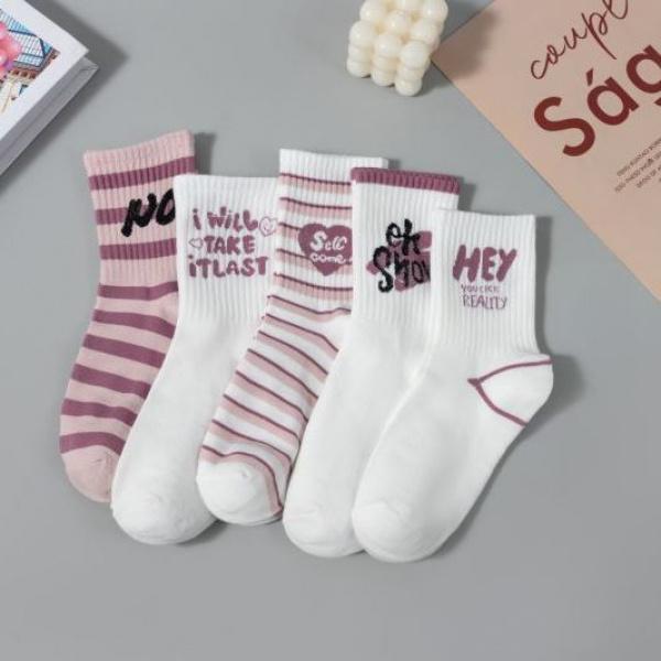 Pink Socks Mid-Calf Autumn and Winter Ins Tide Versatile Mori Cotton Online Celebrity College Style Cute Sport Long Socks 6