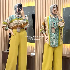 Kanya set setelan kemeja oneset wanita | kemeja viral mix celana crinckle