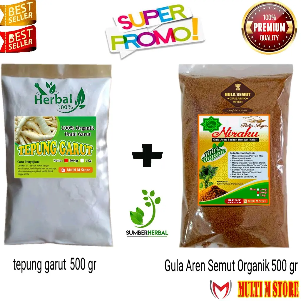 Paket Tepung Garut 500 Gram | Gula Aren Semut 500 Gram