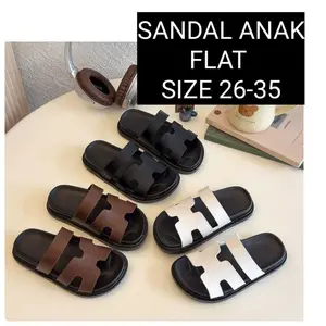 (LOLI-JKT) SD- V1033 SANDAL FLAT ANAK CEWEK COWOK 3 WARNA TALI POLOS SIZE 26-35 Kaki Sepatu