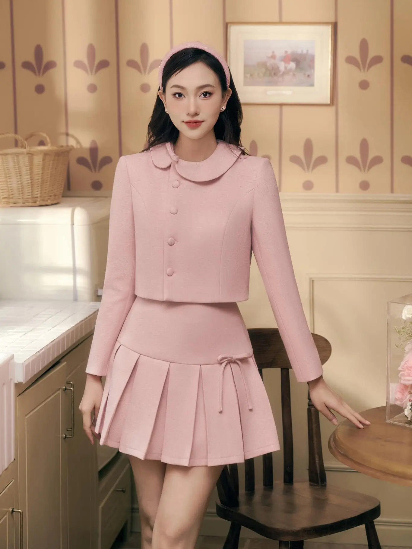 CÉLESTE - Set Nữ Dạ Nơ Doris Set Be/Hồng, trong có lớp lót mềm
