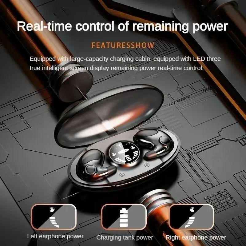 Tai nghe âm thanh nổi vô hình cho giấc ngủ, tai nghe Bluetooth không dây chống nước IPX5, tai nghe nhét tai có mic cho điện thoại Bluetooth 5.3 Led Nghe Nhạc Earphone 1
