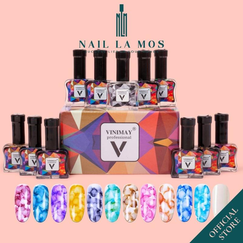 Set 12 lọ cồn loang Vinimay chính hãng - loang cồn trang trí móng tay nghệ thuật 15ml
