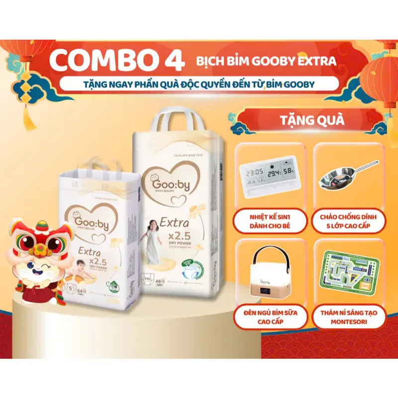 (Combo 4 bịch chọn quà) Bỉm Gooby ngày đêm đủ size cho bé, Bỉm Gooby đêm, gooby ngày, Bỉm dán gooby 0