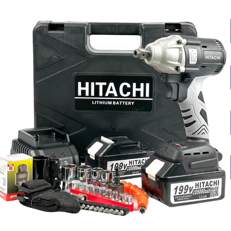 Máy siết bulong Hitachii bộ 2 PIN kèm Bộ phụ kiện mở ốc, bắn tôn, bắt vít, khoan tường