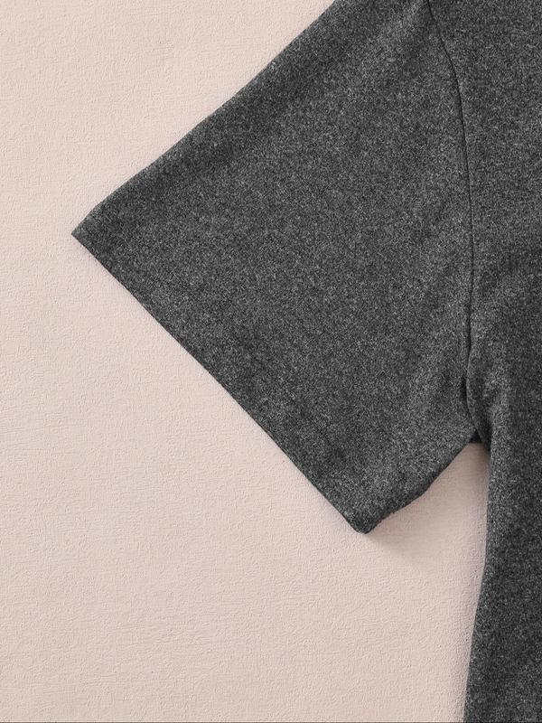 【Plus Size】 Letter Print Drop Shoulder Tee, Fashion Casual Half Sleeve T-shirt for Daily Outdoor Wear, Women Plus Clothing for Summer 3