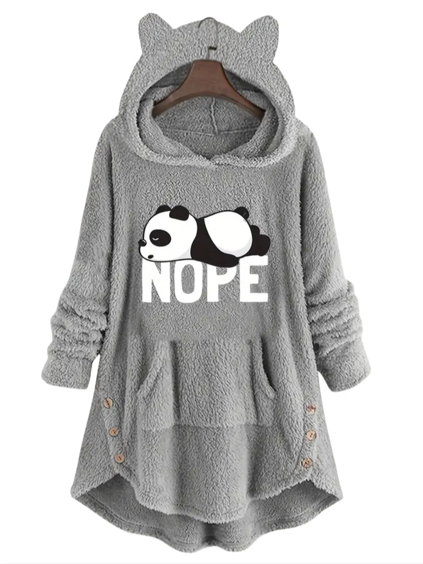 Women's Cartoon Panda Print Hooded Sweatshirt, Casual Long Sleeve Hoodie for Fall & Winter, Women's Clothes for Daily Wear