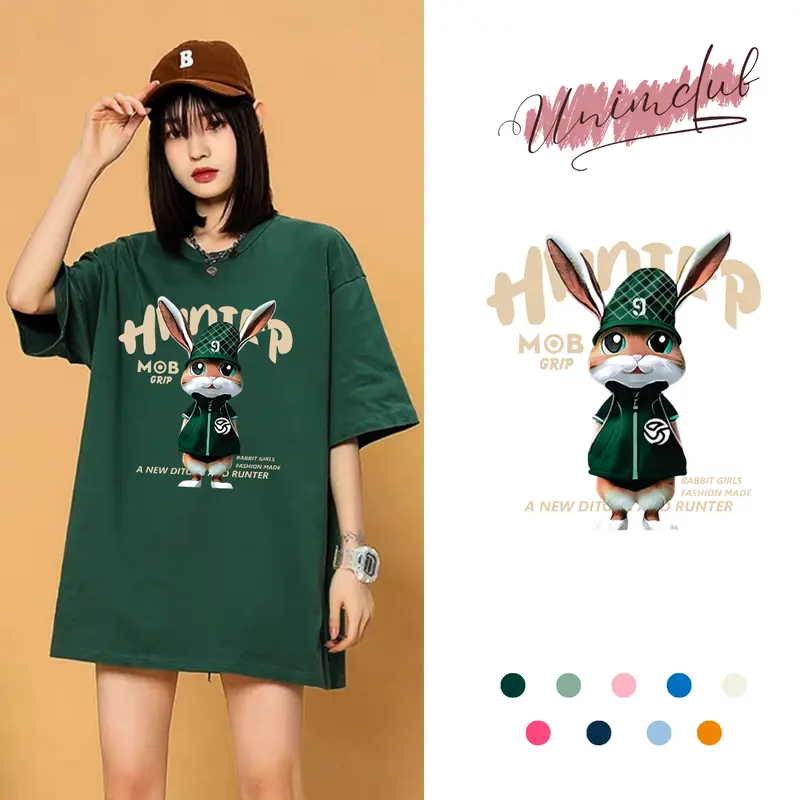 [VẢI 250 GSM] Áo Thun Thỏ Rabit&Hunter Form Rộng Unisex Unim Store Cotton 100% 0