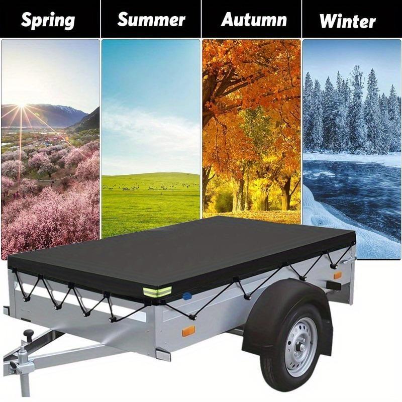 Product Introduction of Foldable Trailer Car Cover, 1 Count Windproof & Sun Resistant Waterproof Caravan Van Outdoor Cover, Camping Cover for Caravan Van Outdoor 4