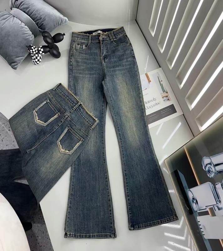 (DJ15) Quần Jean Ống Loe Tua Rua Lưng Túi Kiểu Menswear Nam Pants Lịch quan jean Có Túi