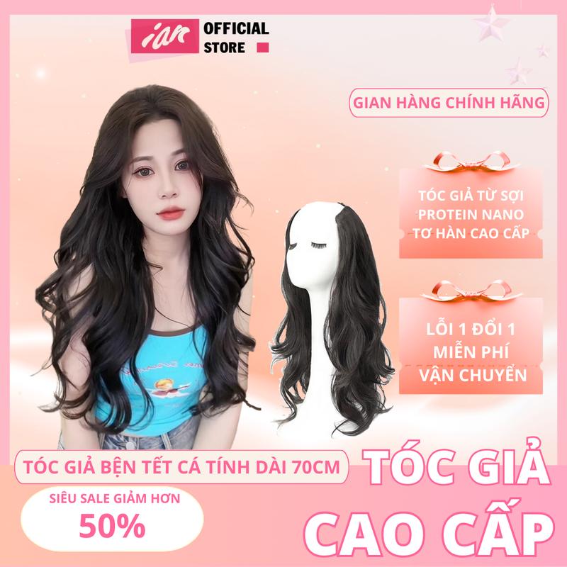 Tóc Giả Kẹp Xoăn, Tóc Kẹp Dải Sóng Lơi Tầng Thời Trang Cao Cấp 55cm