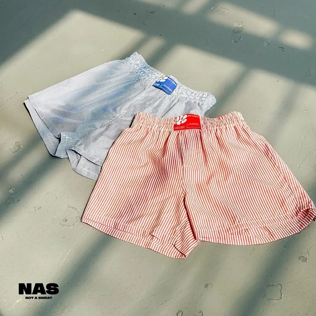 NAS Blue/ Red Yawm Boxer - Quần Đùi Unisex Kẻ Sọc
