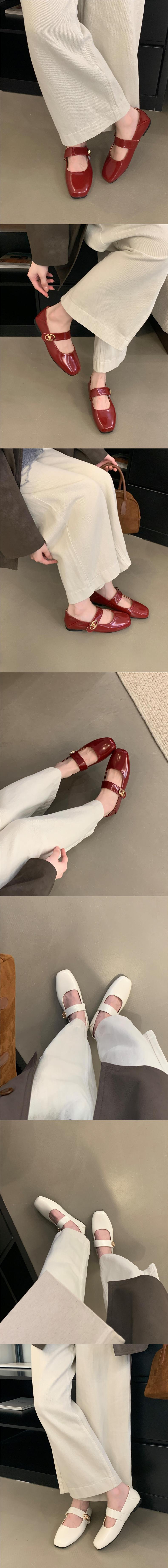 Product Introduction of Fall 2025 New French Retro Square Toe with Velcro Mary Jane Shallow Mouth Flat Pumps Women's Spring and Autumn 2