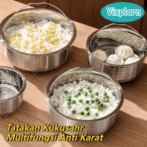 Vixplorn Tatakan Kukusan Nasi Stainless Tebal Keranjang /Tatakan Steamer Basket /Stainless Baja Keranjang Kukusan Keranjang Steamer / Keranjang Steamer Multifungsi Anti Karat Kitchenware