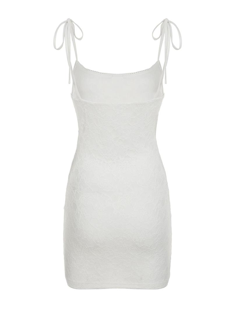 Product Introduction of Women's Plain Tie Shoulder Lace Cami Dress, Y2K Fashion Sleeveless Spaghetti Strap Dress for Daily Outdoor Wear, Women Dress for Summer 6