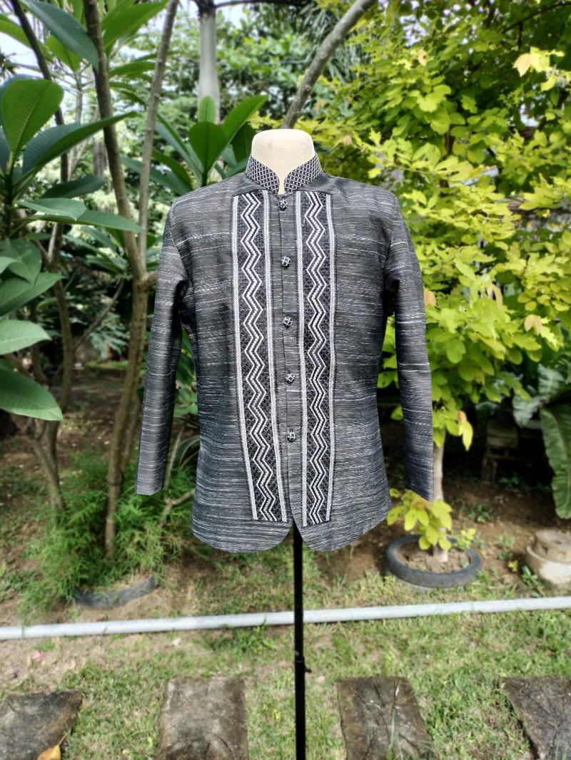 Product Introduction of Elegant Coat Barong for Men | Piña Jusilin | Random Burda Cotton Chinese Collar Menswear Longsleeve Jackets 3