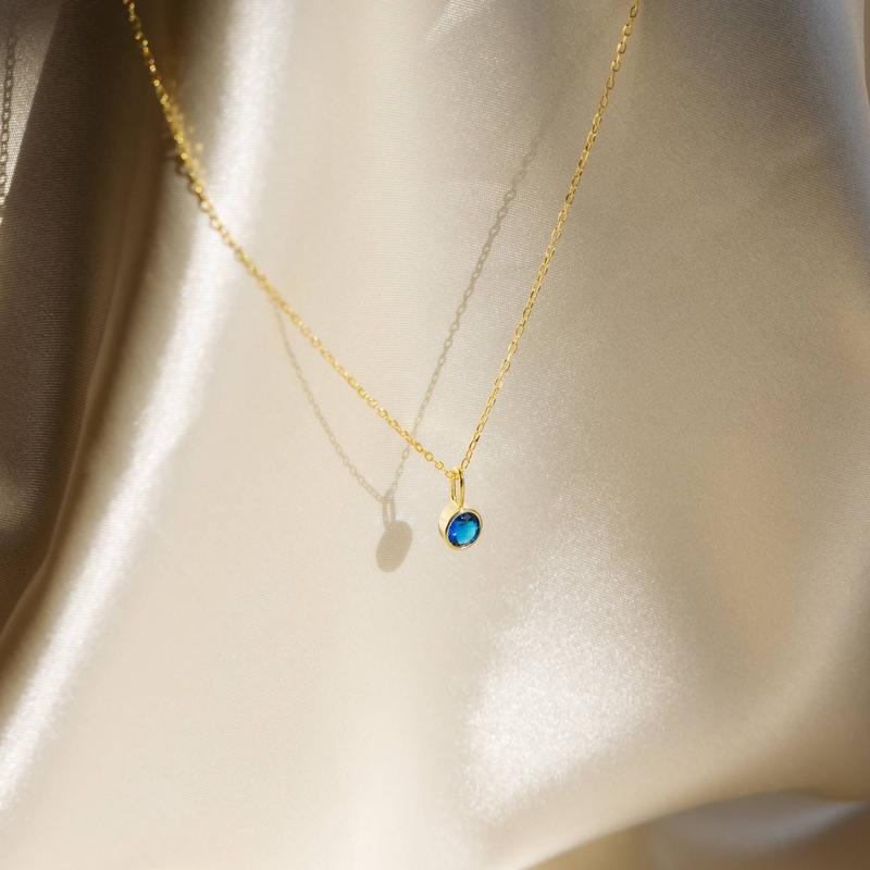 European and American Color 12 Birthstone Pendant DIY Accessories Female Twelve Birthstones round Zircon Pendant Stainless Steel 4