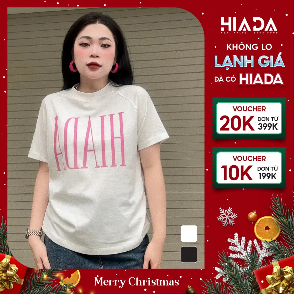 Áo Thun Raglan Nữ In Chữ HIADA Năng Động [ Cotton, Đã Xử Lý Co Rút ]