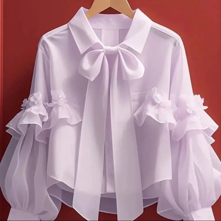 Baju Atasan untuk Wanita, Gaya Cina Baharu Musim Panas Bergaya, Pakaian Awal Musim Luruh, Baju Atasan mewah, Baju Lengan Panjang Ikatan bentuk rama-rama Hijau Unik dan Cantik, Baju Atasan Musim Panas Wanita, 2024