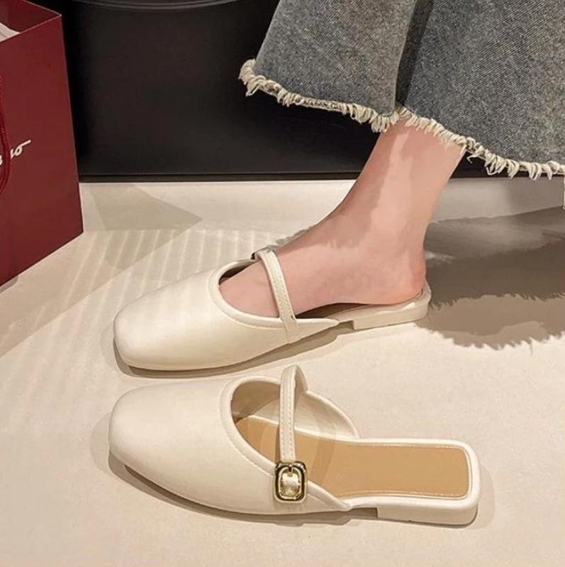 Giày sandal Mary Jane Hàn Quốc Giày công sở mũi nhọn Mules dành cho nữ Slipper Nhung DéP Jean