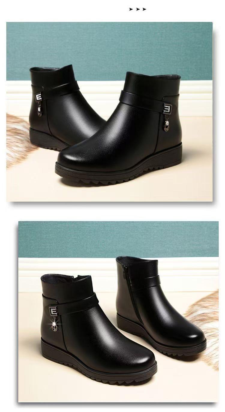 Product Introduction of Wedge Heel Fleece-Lined Mom Cotton Shoes Waterproof Warm Martin Boots 2024 Winter New Non-Slip Comfortable Short Boots In Stock 13