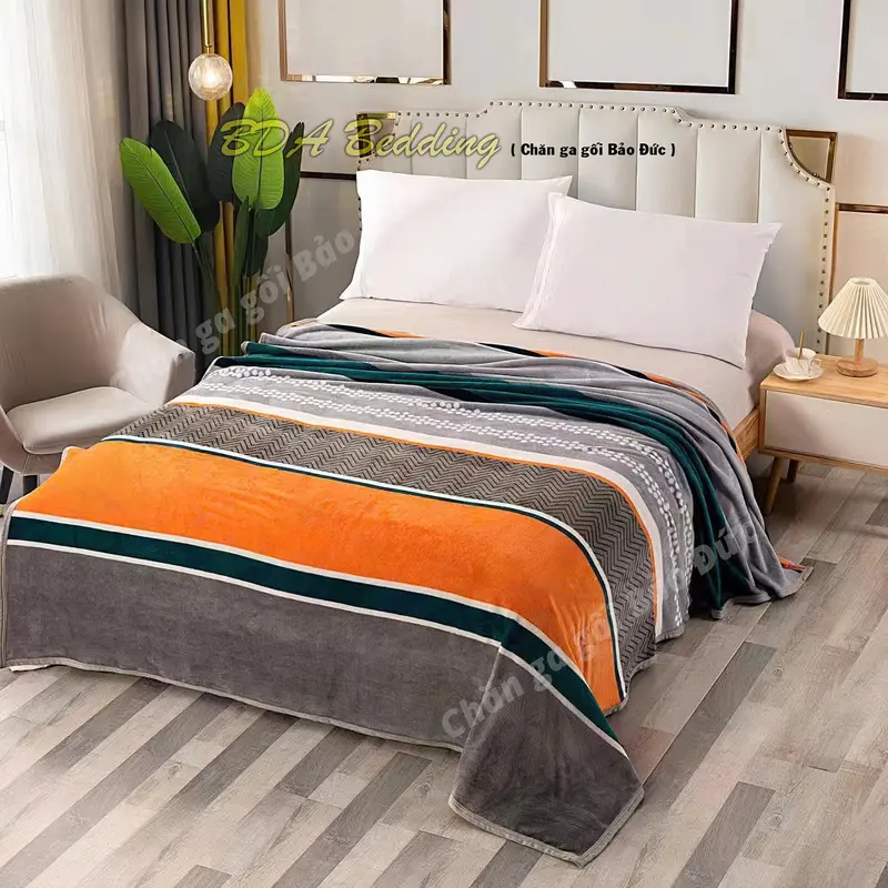 Chăn Tuyết Nhung Lót Lông Mềm Mại Kích Thước 2m2x2m - Bảo Đức Bedding chăn lông chan long