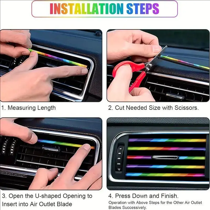 Car Air Conditioner Outlet Decorative Strip, U-shaped Chrome-plated Car Air Conditioner Outlet Decorative Strip, Car Interior Decoration Accessories 6